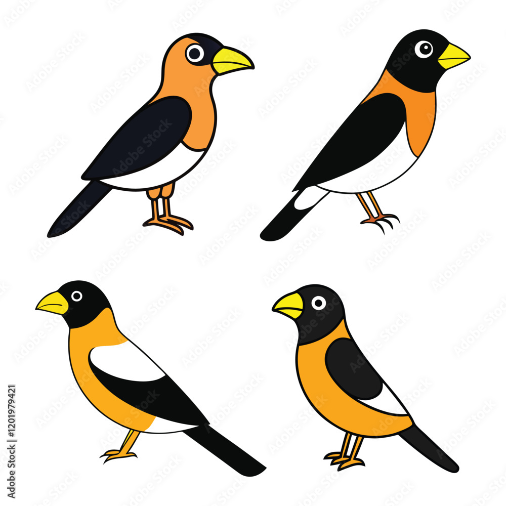 Obraz premium create a image of a evening grosbeak cartoon vector.