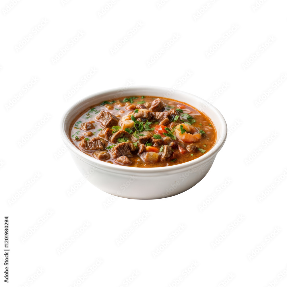 Hearty Seafood Stew: A steaming bowl of rich, flavorful seafood stew, brimming with chunks of beef, succulent shrimp, and colorful vegetables. The perfect comfort food for a chilly evening. Hearty Seafood Stew: A steaming bowl of rich, flavorful seafood stew, brimming with chunks of beef, succulent shrimp, and colorful vegetables. The perfect comfort food for a chilly evening.