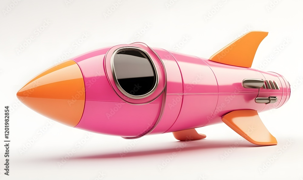 Pink and orange cartoon rocket spaceship. Pink and orange cartoon rocket spaceship.