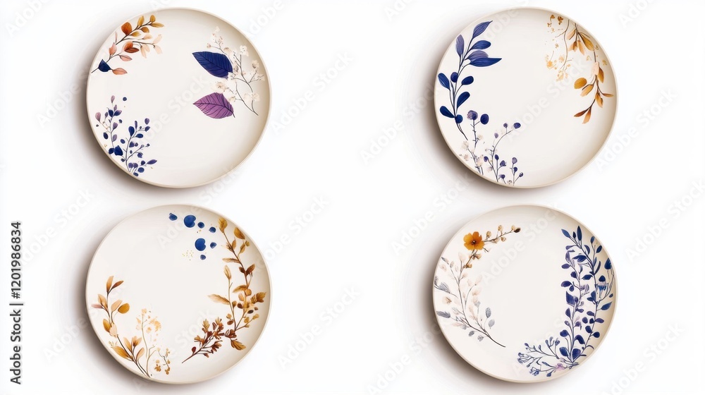Elegant Decorative Plates with Floral Designs in Soft Color Palette for Dining Elegant Decorative Plates with Floral Designs in Soft Color Palette for Dining