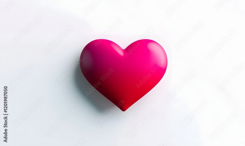 Pink heart shape, gradient, white background. Pink heart shape, gradient, white background.