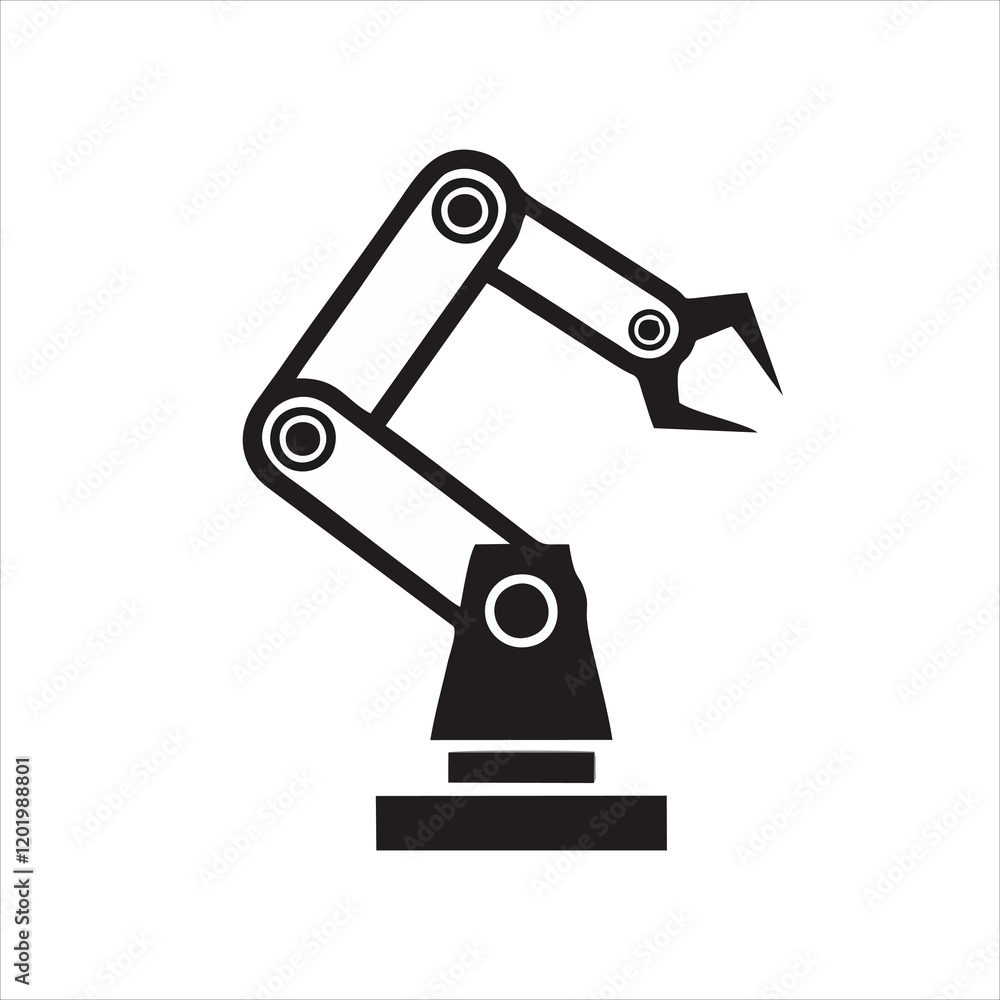 Robotic arm icon vector in modern flat style for web, graphic and mobile design. Robotic arm icon vector isolated on white background. Robotic arm icon Robotic arm icon vector in modern flat style for web, graphic and mobile design. Robotic arm icon vector isolated on white background. Robotic arm icon