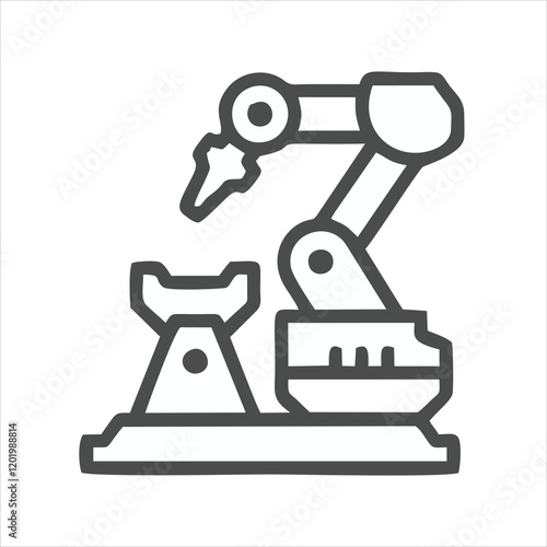 Robotic arm icon vector in modern flat style for web, graphic and mobile design. Robotic arm icon vector isolated on white background. Robotic arm icon