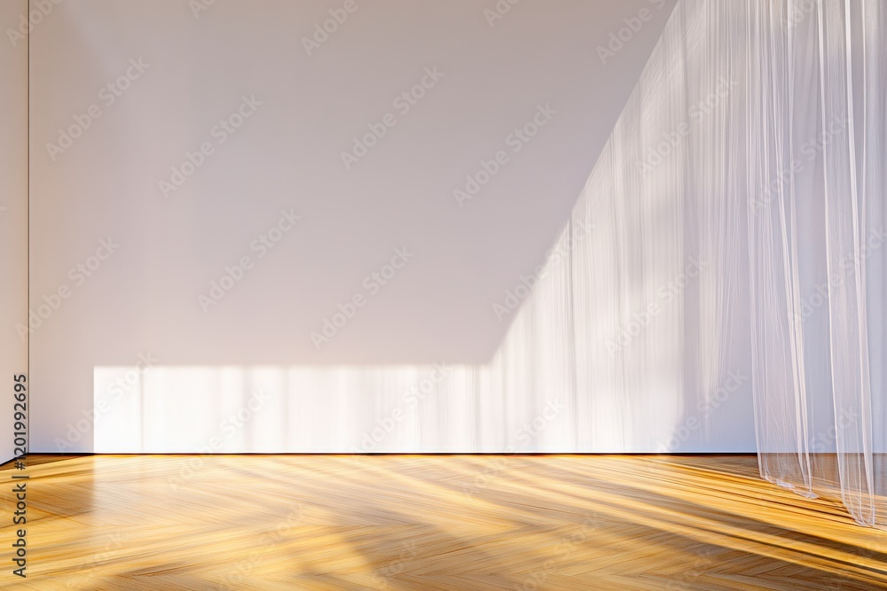 Minimalist Mockup of a White Wall and Wooden Floor with Warm Natural Lighting Minimalist Mockup of a White Wall and Wooden Floor with Warm Natural Lighting