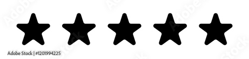 5 black rounded star vector icon