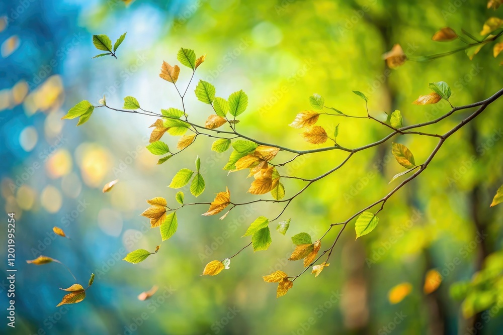 A tree branch swaying in the wind with leaves rustling and twigs snapping, botanicals, tree, plantlife, leaves A tree branch swaying in the wind with leaves rustling and twigs snapping, botanicals, tree, plantlife, leaves