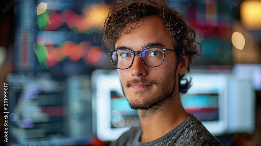 Fototapeta premium Programmer debugging and refining algorithms for data processing and machine learning applications. 
