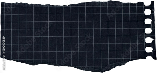 Black ripped torn paper piece isolated on transparent background