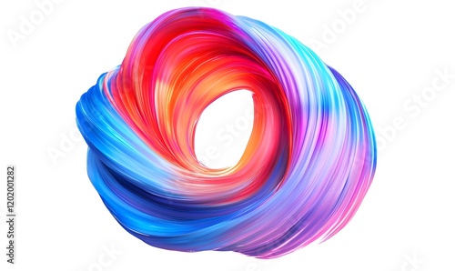 Abstract colorful swirling vortex, vibrant 3D render.