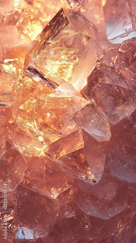 Glowing amber crystals, close-up view Glowing amber crystals, close-up view