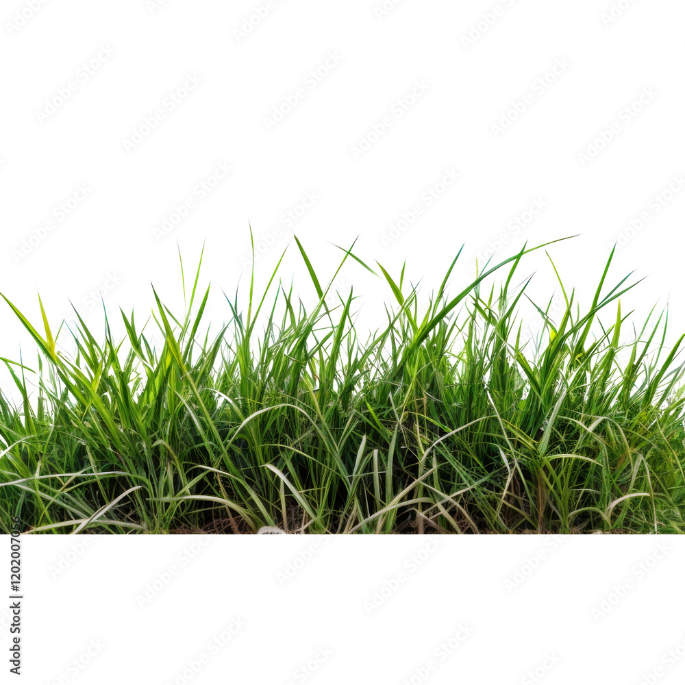 Fototapeta premium Vibrant Green Grass: Lush, vibrant green grass blades form a dense, textured border, ideal for adding a natural touch to your designs.