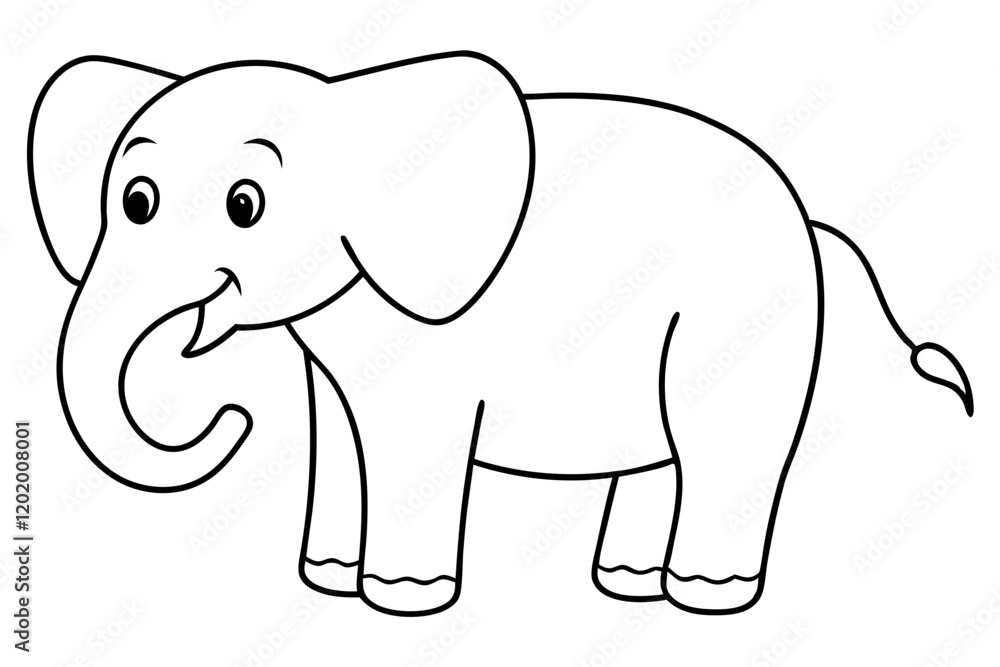 Cute Elephant Cartoon Illustration on White Background Cute Elephant Cartoon Illustration on White Background