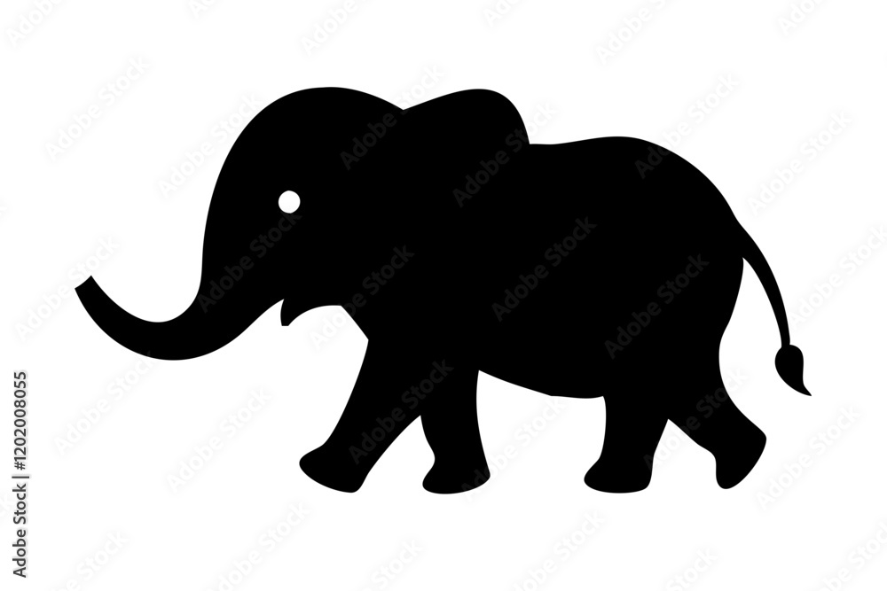 Cute Elephant Cartoon Illustration on White Background Cute Elephant Cartoon Illustration on White Background