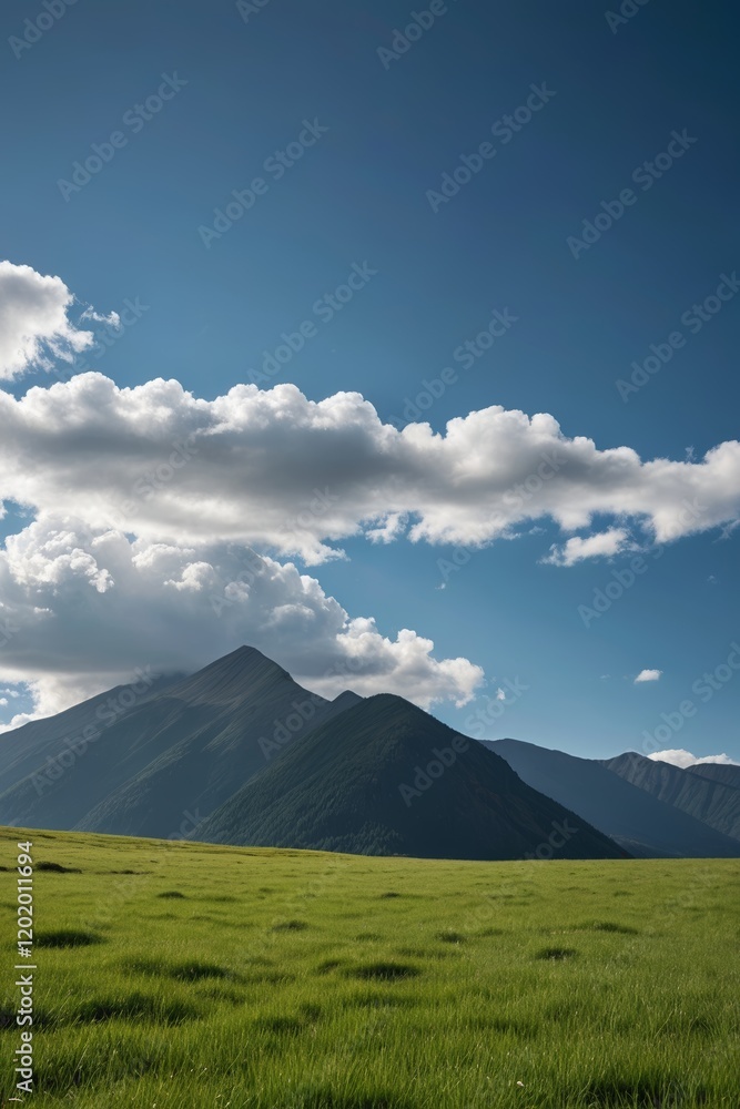 Fototapeta premium there is a lone horse standing in a field of grass