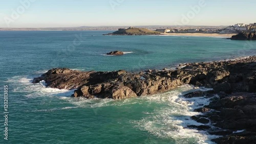 Coastline in St Ives, Cornwall on a sunny day