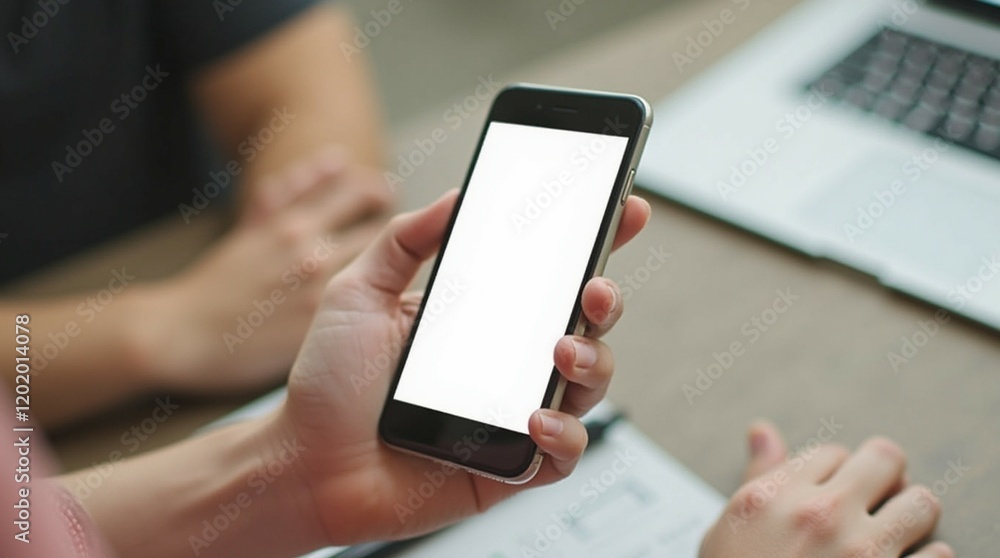Blank handphone on table. Blank handphone on table.