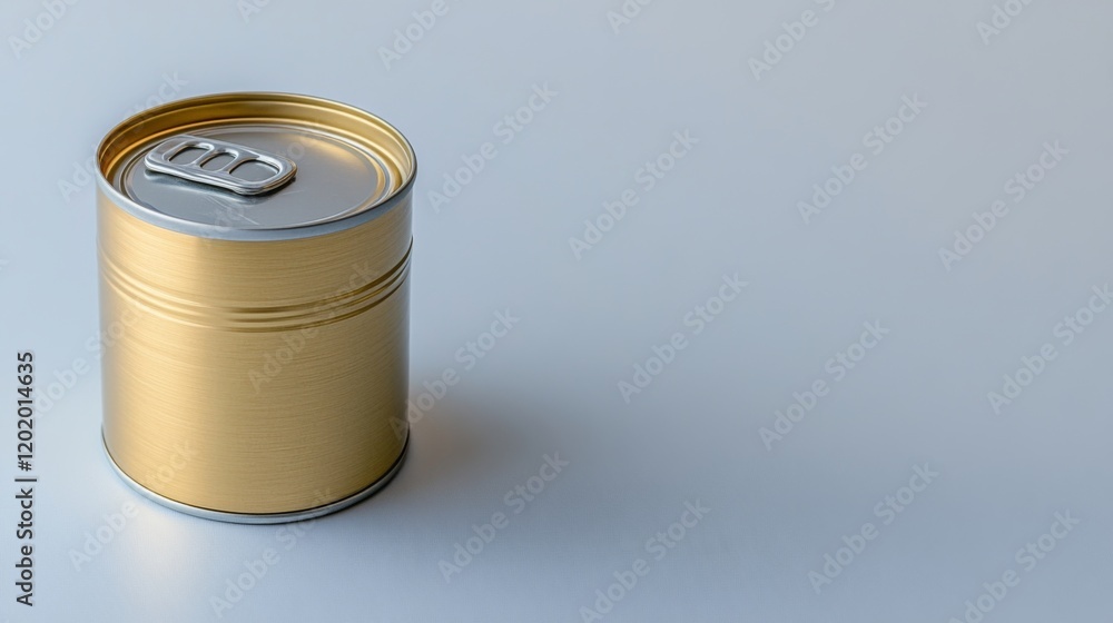 Close-up of unopened canned food with recall label on clean white background, slight tilt emphasizing label, copy space for text. Close-up of unopened canned food with recall label on clean white background, slight tilt emphasizing label, copy space for text.