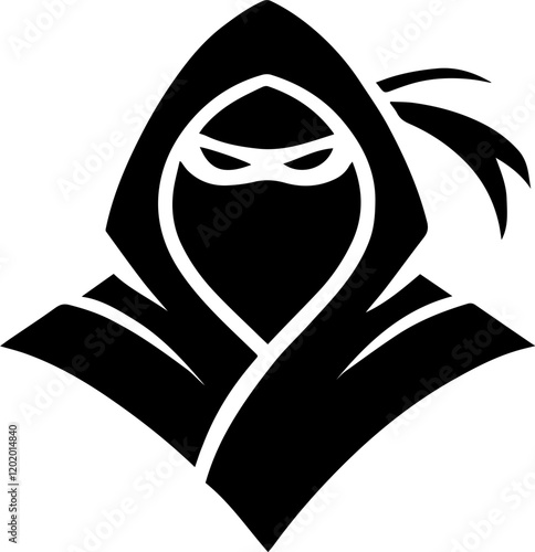 Black Ninja Silhouette Icons with Swords and Dynamic Action Poses