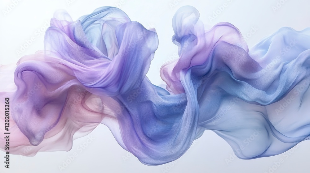 Fototapeta premium Abstract Flowing Purple and Blue Silk Fabric Soft Elegant Draped Textile Texture