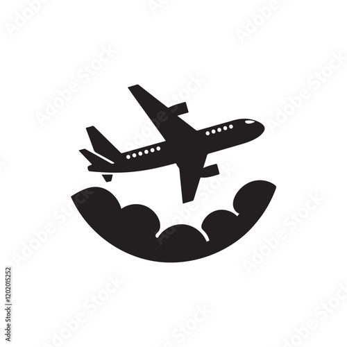  Airplane flying silhouette vector with a white background 