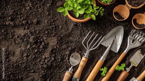garden tools in the ground