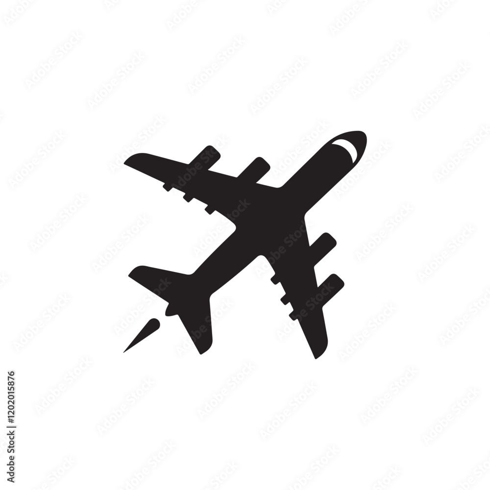Obraz premium Airplane flying silhouette vector