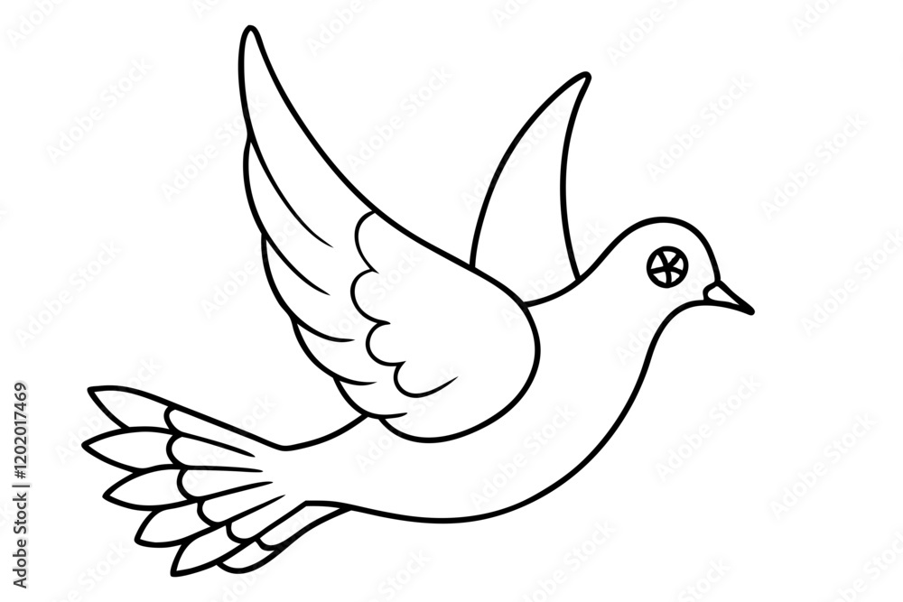 Dove and Peace Symbol Illustration on White Background Dove and Peace Symbol Illustration on White Background