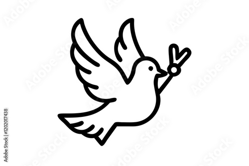 Dove and Peace Symbol Illustration on White Background