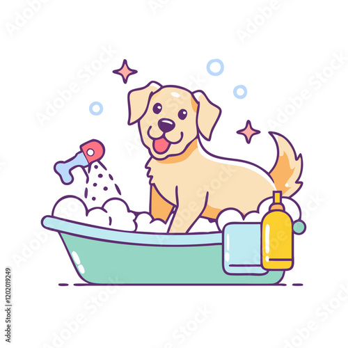 dog bath time icon, dog bath time vector illustration-simple illustration of dog bath time, perfect for dog bath time logos and icons