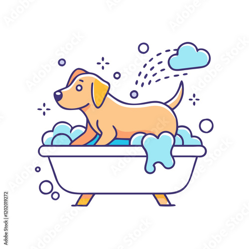 dog bath time icon, dog bath time vector illustration-simple illustration of dog bath time, perfect for dog bath time logos and icons