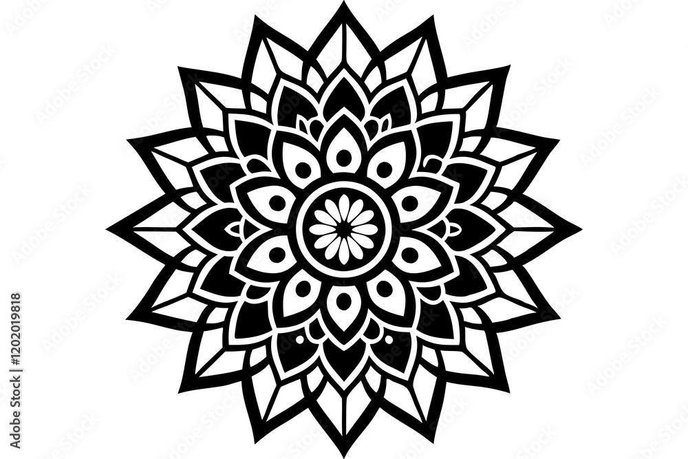 Geometric Mandala Line Art Vector Design on White background-vector Illastration. Geometric Mandala Line Art Vector Design on White background-vector Illastration.