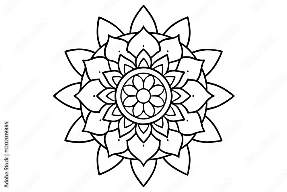 Geometric Mandala Line Art Vector Design on White background-vector Illastration. Geometric Mandala Line Art Vector Design on White background-vector Illastration.