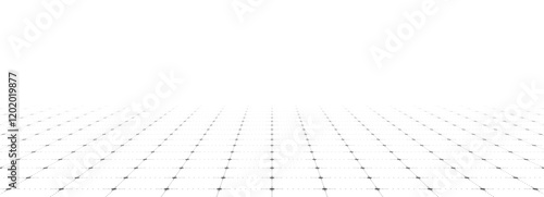 White background with gray perspective grid lines creating a square pattern. Template platform for technology, user interface, industry, science, blueprint, or infographic concept. Vector illustration
