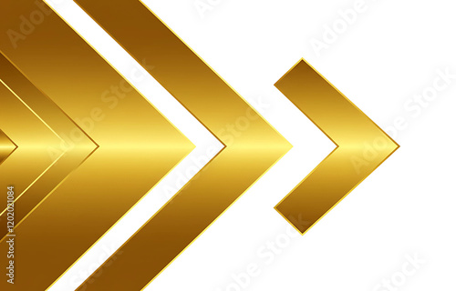 Golden Gradient Arrow Pointing Upwards on White Background – Symbol of Growth and Success