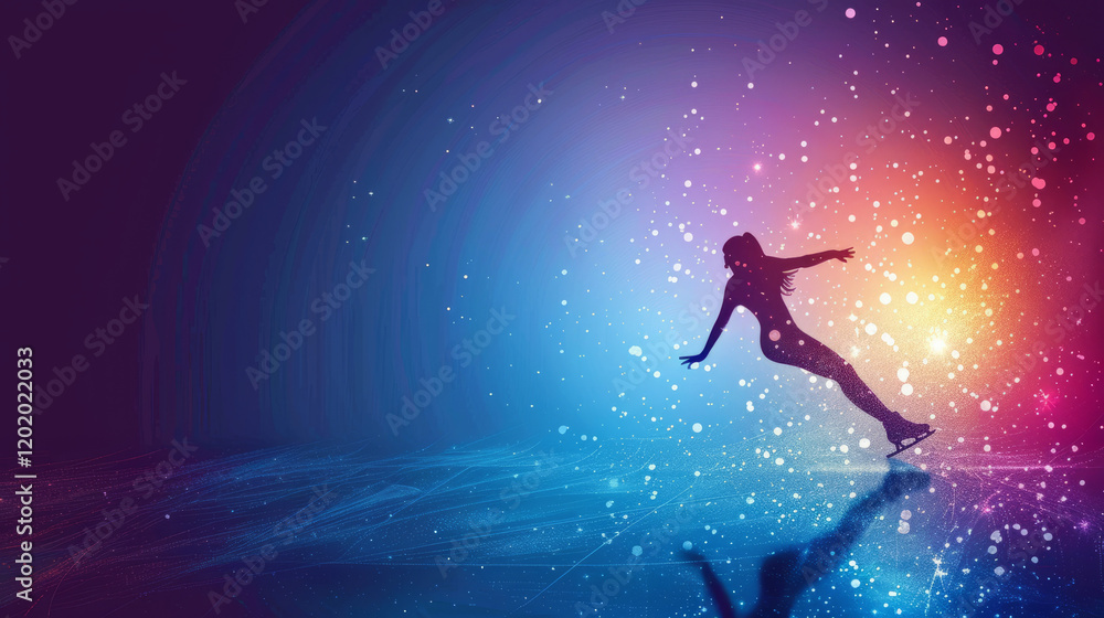 Naklejka premium vector cinematic background figure skating sport theme
