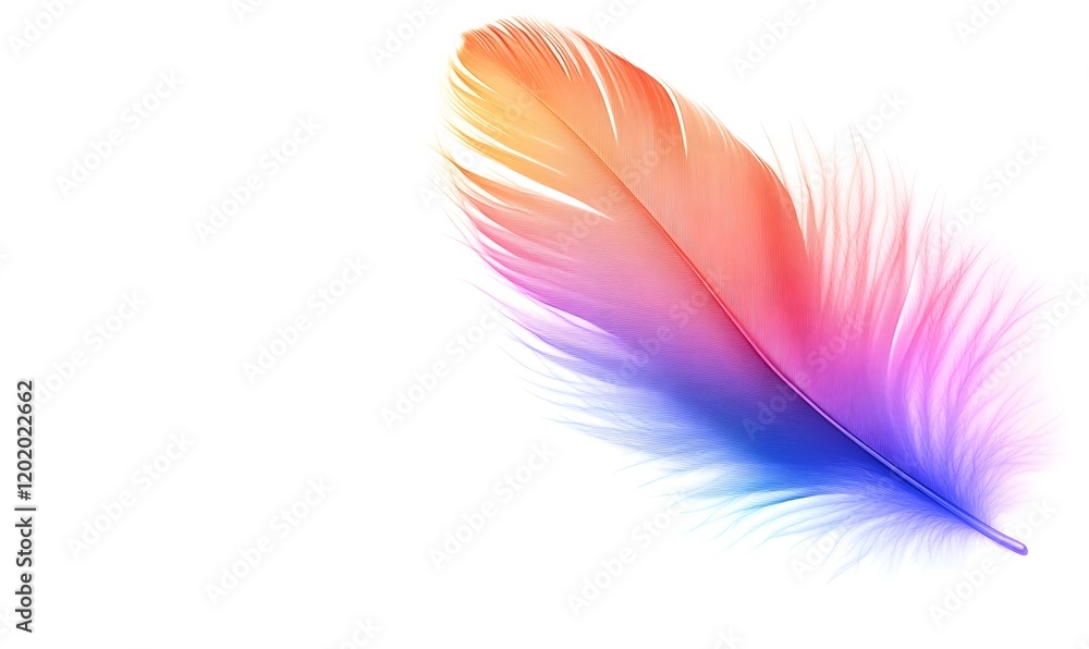 Single colorful feather isolated on white. Single colorful feather isolated on white.