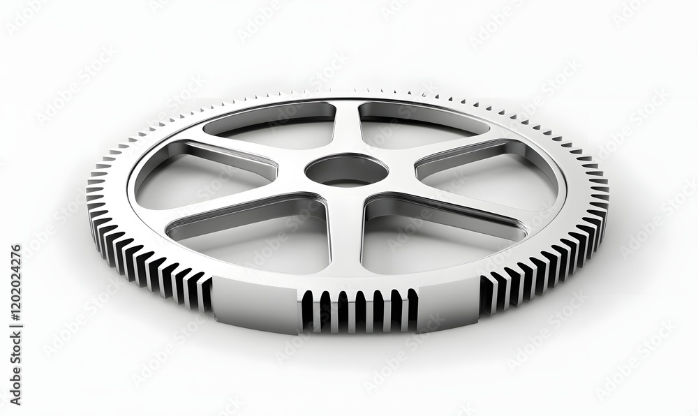 Naklejka premium Single metallic gear wheel isolated on white.