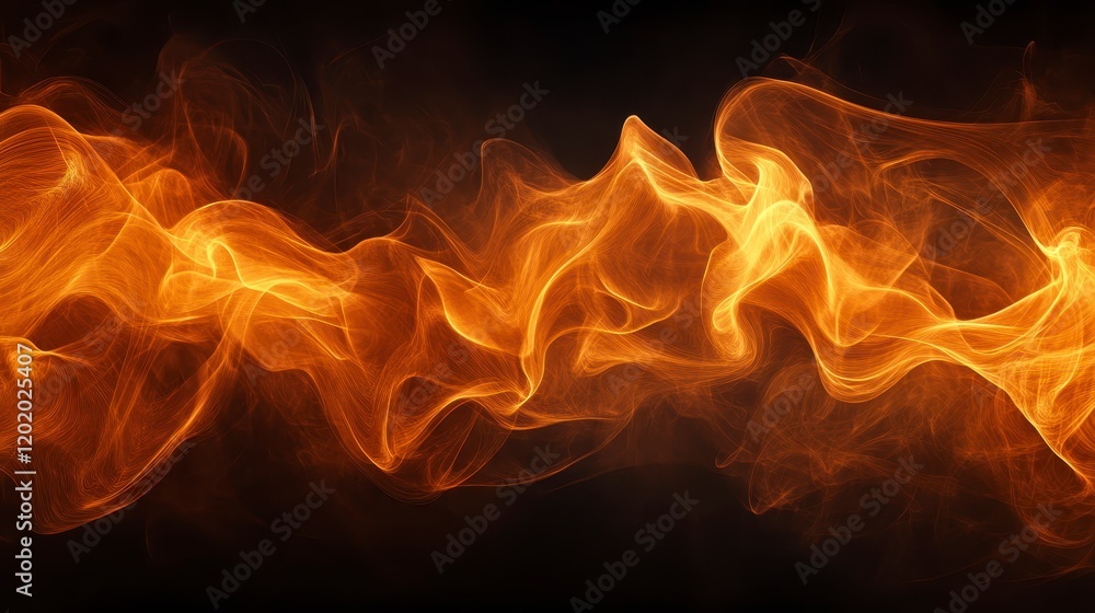 Fototapeta premium Abstract Golden Waves Flowing Energy Dynamic Smoke Fiery Texture Background