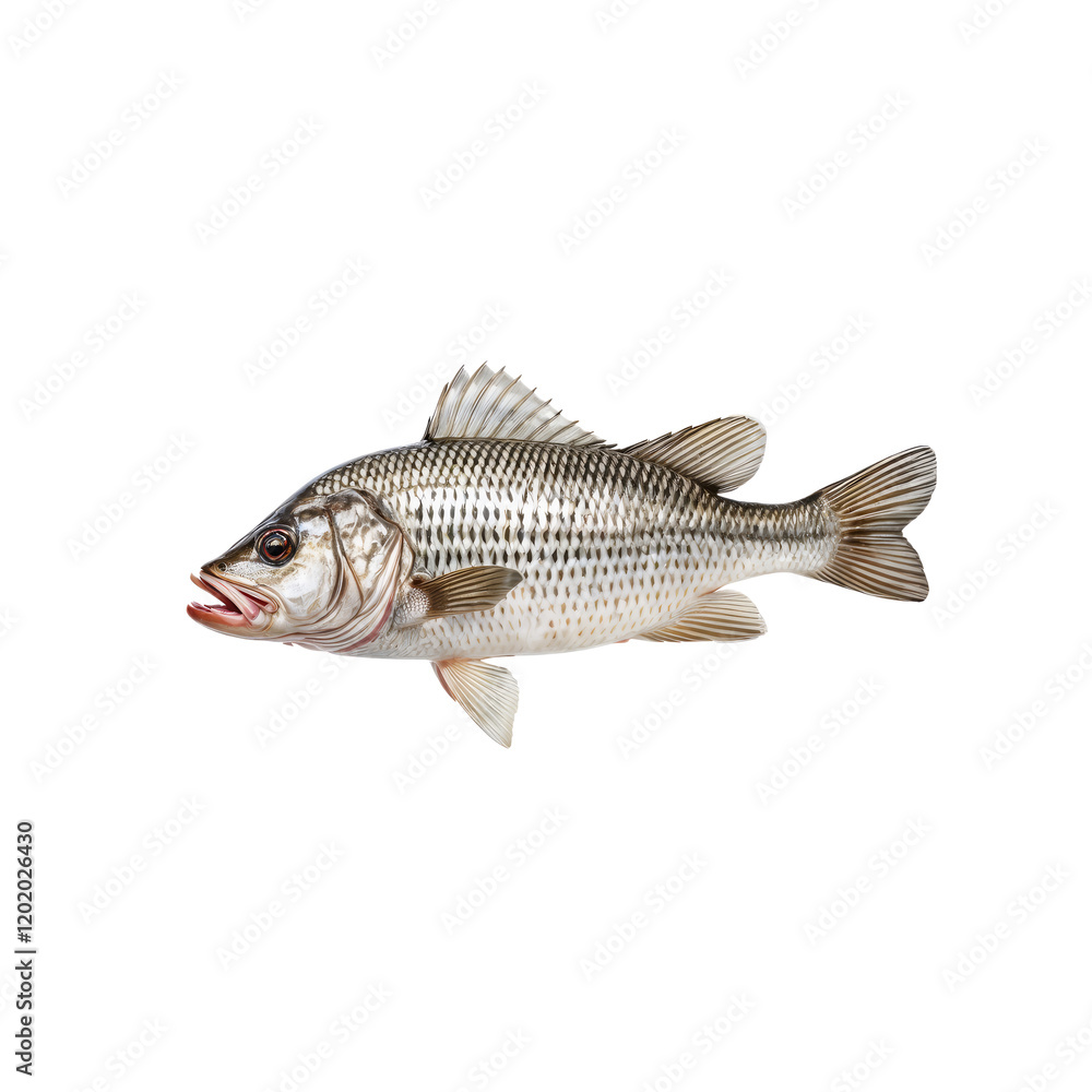 Freshwater Fish: A detailed close-up of a silvery grey freshwater fish, showcasing its intricate scales and fins. The fish is presented against a plain background. Freshwater Fish: A detailed close-up of a silvery grey freshwater fish, showcasing its intricate scales and fins. The fish is presented against a plain background.