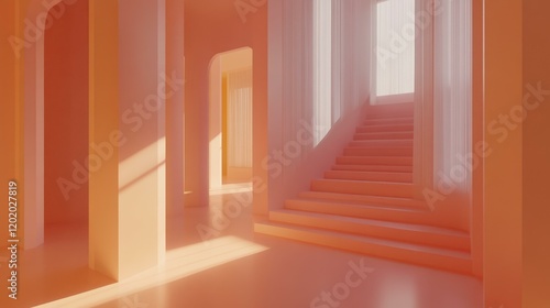 A Minimalist Peachy Architectural Interior