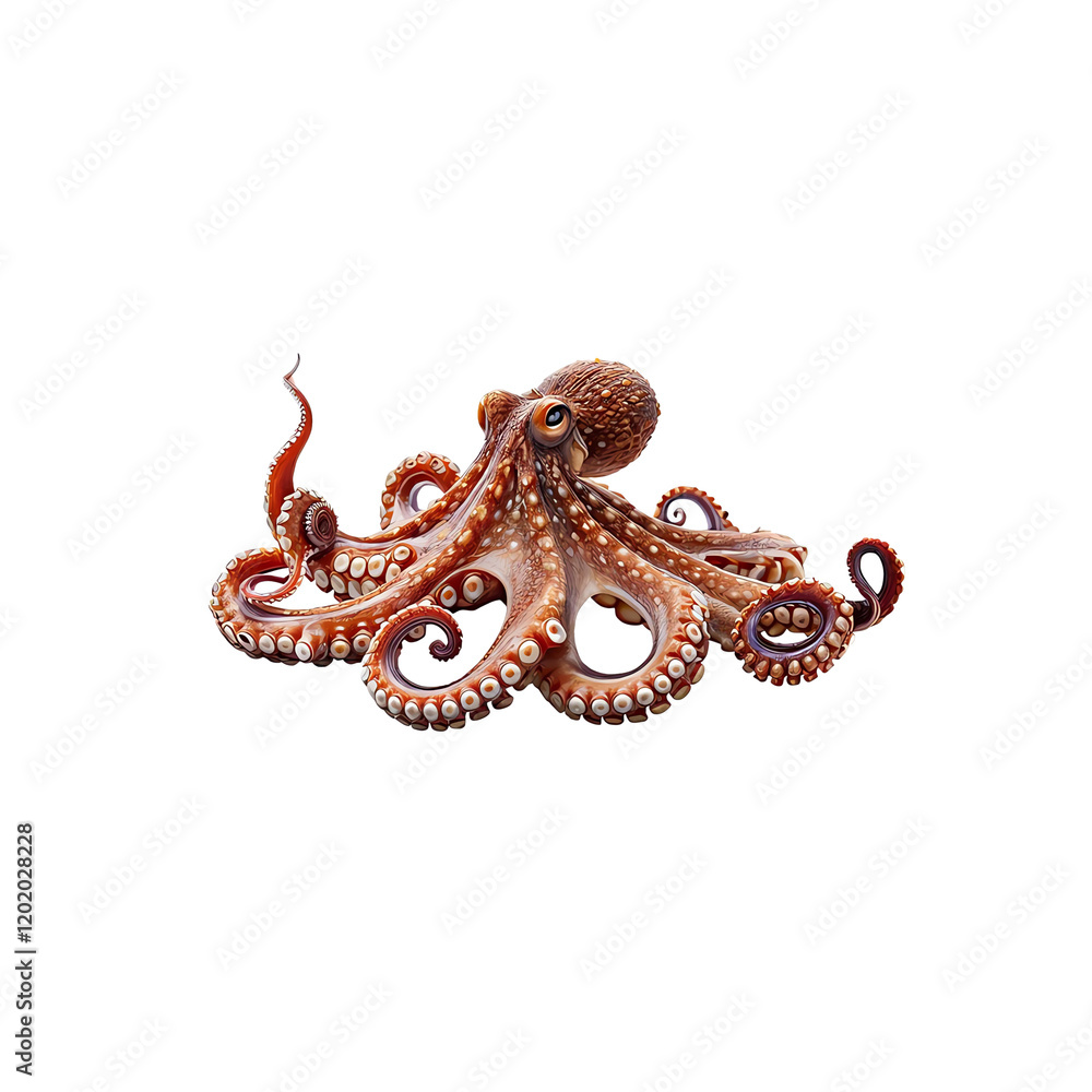 Obraz premium Ocean's Enigma: A mesmerizing close-up of a vibrant octopus with eight sinuous tentacles, captivating with its intricate patterns and intriguing gaze.