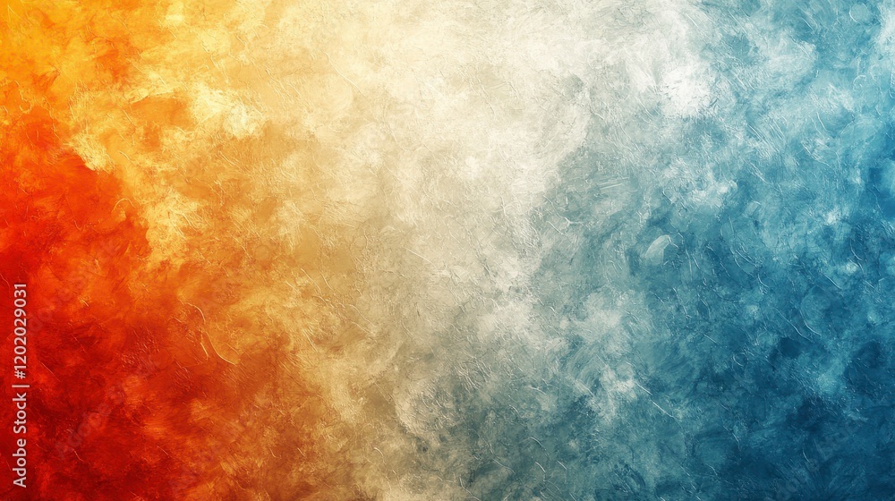 Fototapeta premium Abstract Warm and Cool Tones Textured Background Gradient Orange Blue Paint Texture