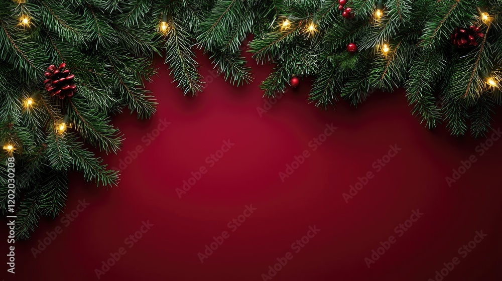 Festive Christmas Border With Lights And Ornaments Festive Christmas Border With Lights And Ornaments