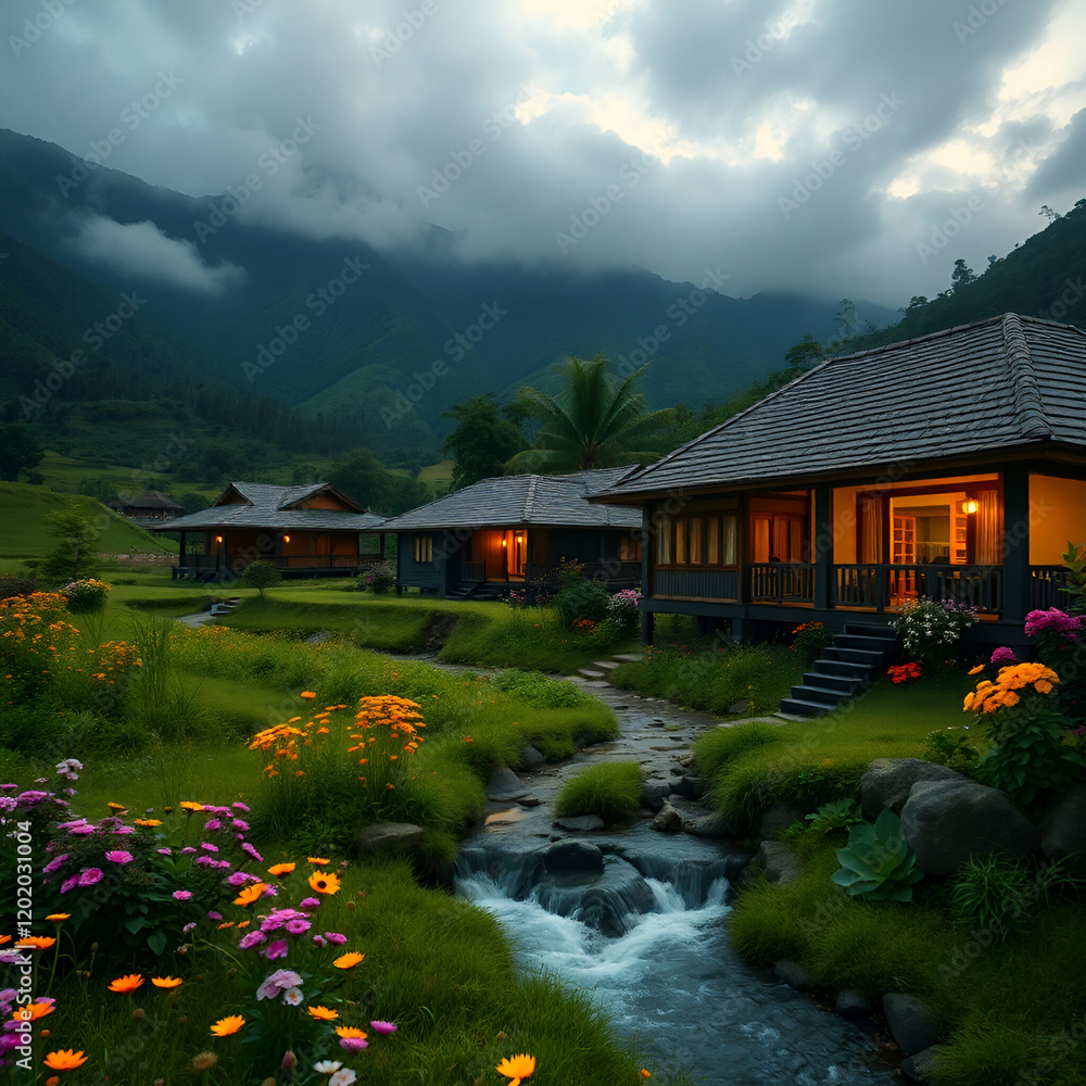 Fototapeta premium mountain village in the mountains