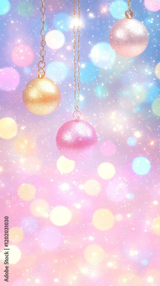 Fototapeta premium Pastel Christmas Balls with Bokeh Background