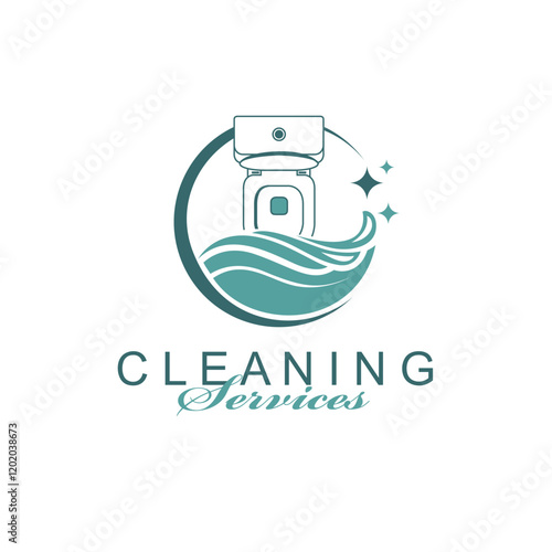 cleaning service design with toilet bowl isolated on white background