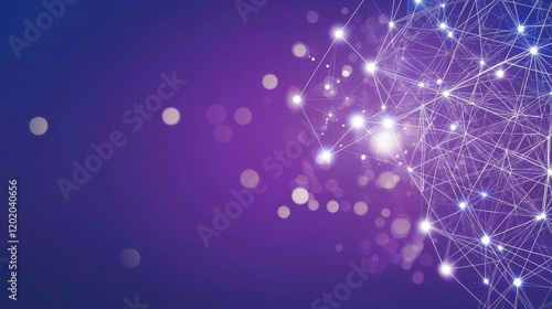 Big data visualization depicted on a digital blue background with dots and lines, illustrating a network connection structure in 3D rendering