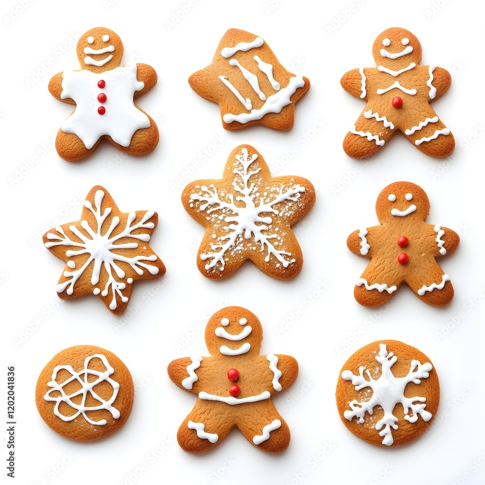 Christmas Gingerbread Cookies with Sweet Icing Decorations
Christmas Gingerbread Cookies with Sweet Icing Decorations