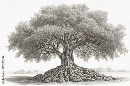 Sandalwood Tree Santalum album Style pencil art photo