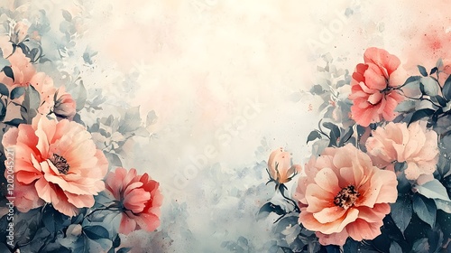 Muted pastel birthday card with subtle floral accents and an empty center for personalizing with handwritten messages greetings or well wishes